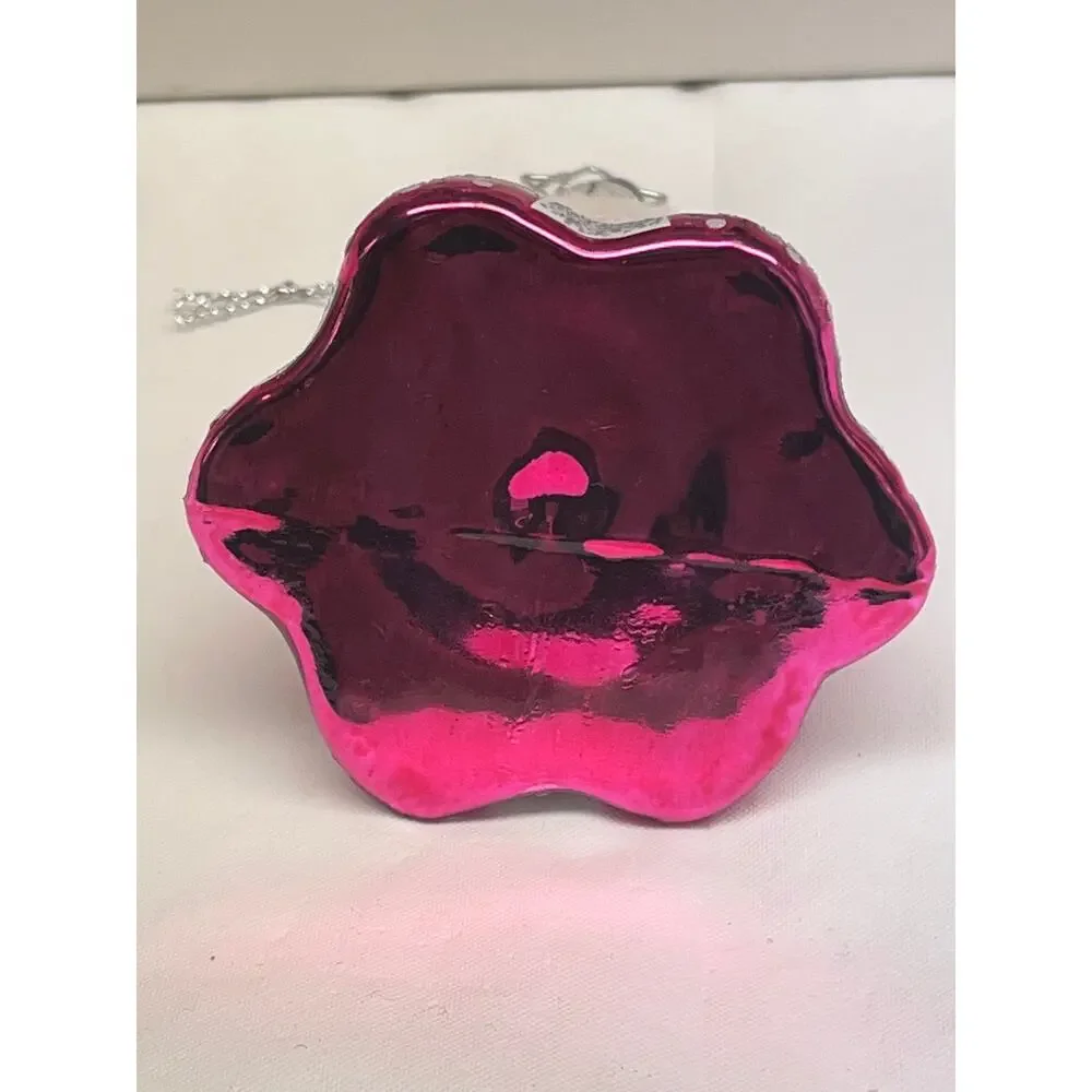 Mary Kay Pink Dress Glass Christmas Ornament Box Display Stand Holiday